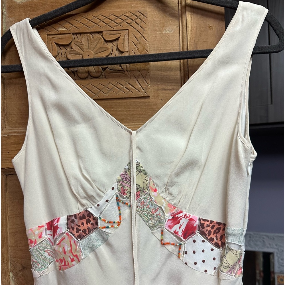 Sue Wong Cream Asymmetrical Dress with Pink & Gold Patchwork - Picture 2 of 16